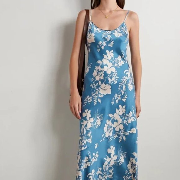 💜SPECIAL SALE💜Reformation Alisal Silk Dress in Cyanotype - Picture 2 of 16